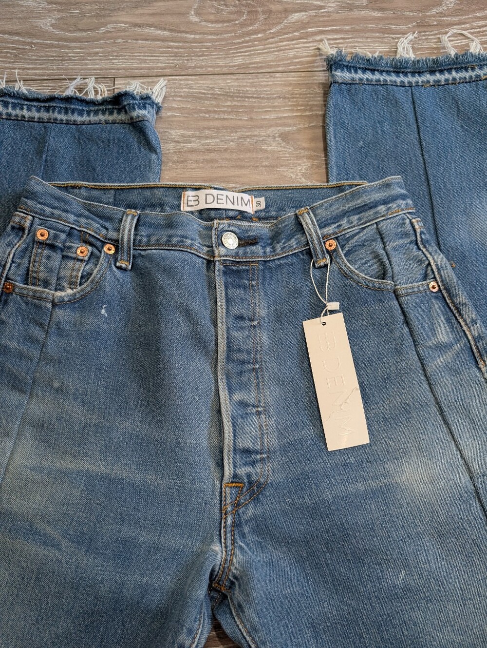 EB Denim "Unraveled" Reconstructed Straight Leg Jeans - Size 30 - Picture 5 of 16